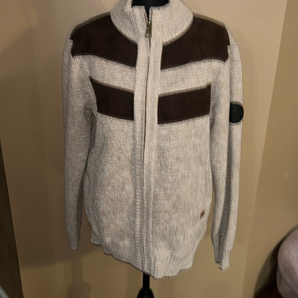 EUC Buffalo David Bitton Westony Lined Zip Faux Suede‎ Sweater Jacket Men Size M